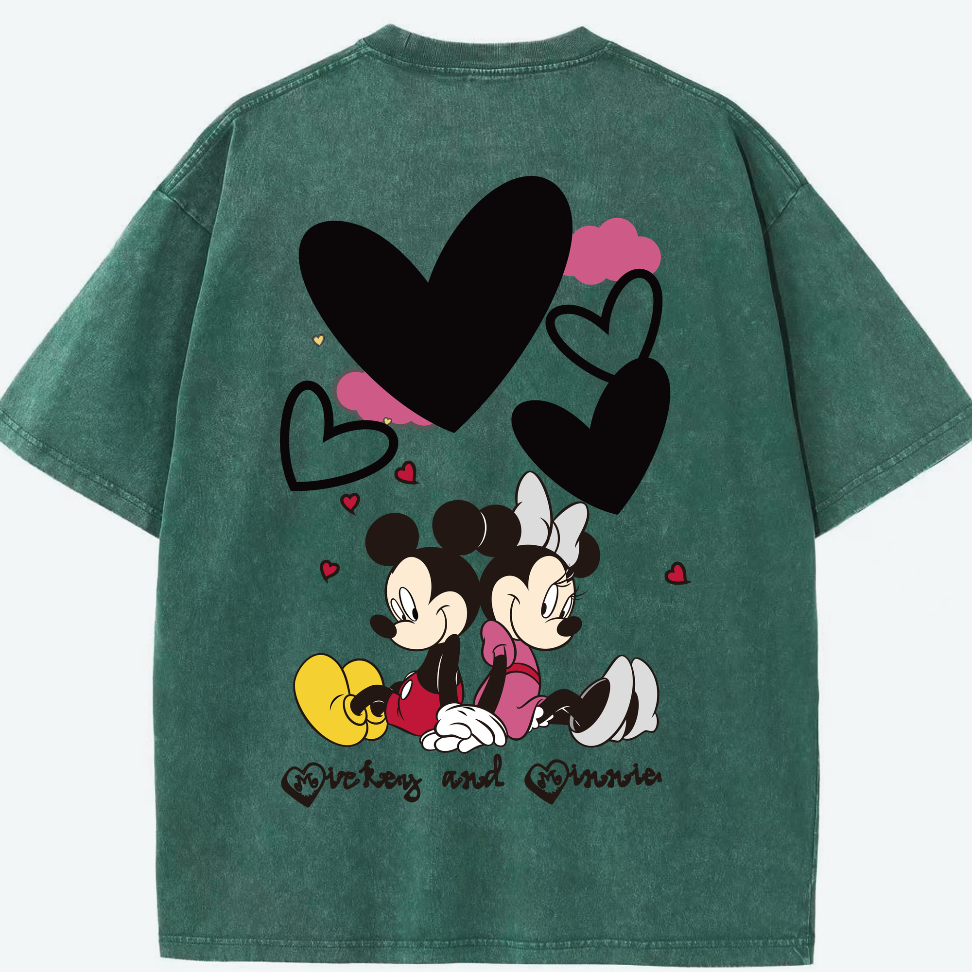 （画像用） ミッキーマウス Mickey Mouse 綿100% ヴィンテージ風 半袖Tシャツ（背面プリント）